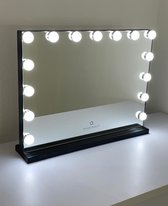 Bright Beauty Vanity hollywood make up spiegel met verlichting - 58 cm x 46 cm - zonder rand - drie lichtstanden - zwart