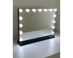 Bright Beauty Vanity hollywood make up spiegel met verlichting - 58 cm x 46 cm - zonder rand - drie lichtstanden - zwart