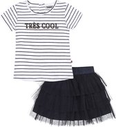 DJ Dutchjeans - Kledingset(2delig) - Rok tule navy - Shirt Wit gestreept - Maat 122