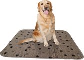 Sharon B - Puppy training pad - plasmat - beige met pootjesprint - 80x90 cm - hondentoilet - herbruikbaar - wasbaar