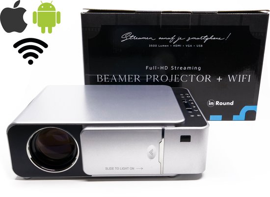 Pak om te zetten Bliksem japon In Round Streaming Beamer Full HD – 3500 Lumen – Mini Projector – Wifi |  bol.com