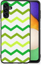 TPU Siliconen Hoesje met Foto Geschikt voor Samsung Galaxy A13 5G | Geschikt voor Samsung Galaxy A04s Telefoonhoesje met Zwarte rand Zigzag Groen