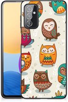 Telefoonhoesje Super als Cadeautjes voor Meisjes Samsung Galaxy M52 Telefoontas met Zwarte rand Vrolijke Uilen