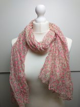 Lange dames sjaal Deborah pantermotief roze beige grijs neonroze