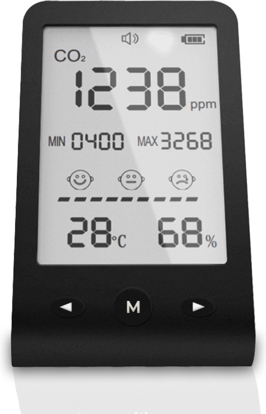 Living Nine Hygrometer - Luchtvochtigheidsmeter - CO2 Meter - Digitaal Weerstation - Vochtigheidsmeter - Thermometer voor Binnen - Inclusief batterij
