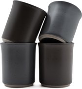 Koffiekopjes - koffiemok - koffiebeker - set van 4 kopjes - 150ML - keramiek - hip en trendy - kado voor hem & haar - donkergrijs - zwart