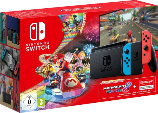 Nintendo Switch Console - Blauw/Rood - Nieuw Model + Mario Kart