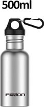 Drinkbeker Roestvrij Staal 500ml - Bidon - Waterfles - Lekvrij - Drinkfles - Voor Sport & Outdoor - Drinkbekers - 500 ML - RVS