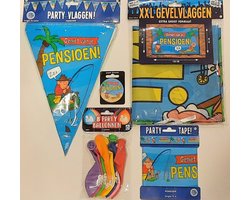 Pensioen - versiering - complete set - gevelvlag/ballonnen/vlaggenlijn e.d.
