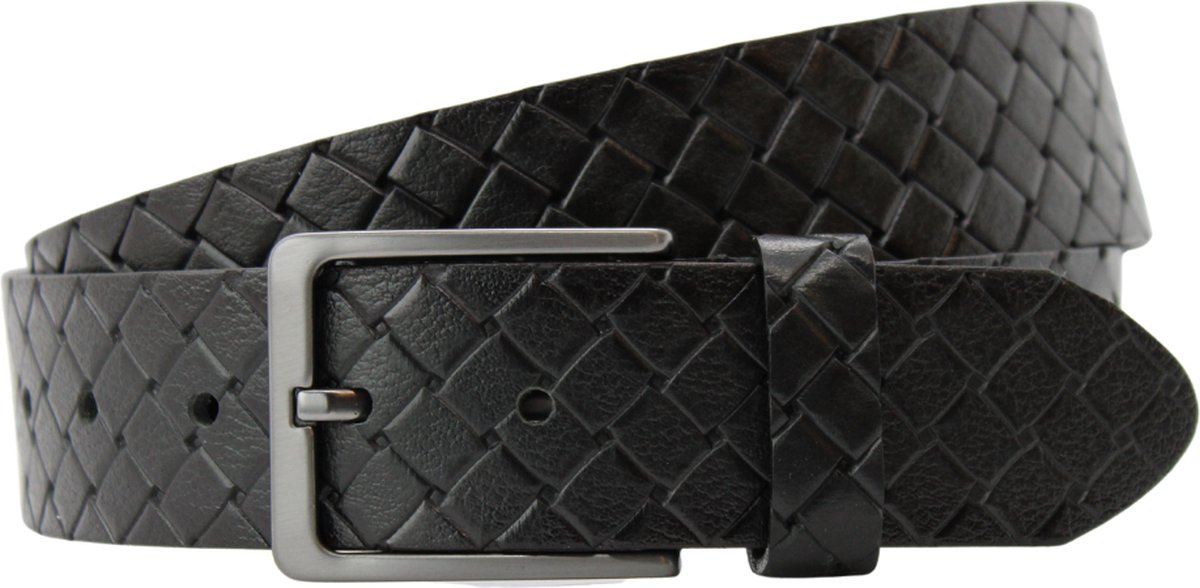 Leren Riem - Riemmaat 105 - Zwart - Brede Riem - Ruit Gevlochten - Uniek design - Luxe kwaliteit