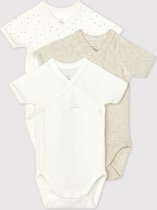 Petit Bateau Set van 3 babybody's in biokatoen Unisex Rompertje - Maat 50