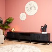 Tv meubel Sven 240x45x50 cm zwart mangohout en metaal