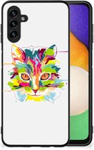 GSM Hoesje Geschikt voor Samsung Galaxy A13 5G | Geschikt voor Samsung Galaxy A04s Mobiel TPU Hardcase met Zwarte rand Cat Color