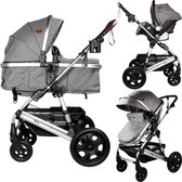 Ding Marly 3 in 1 Kinderwagen - Grijs/Zilver - Combi Kinderwagen incl. Autostoel
