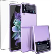 Samsung Z Flip 3 Hoesje + Samsung Z Flip 3 Screenprotector + Camera Beschermglas – Gehard Glas Screen Cover Protector
