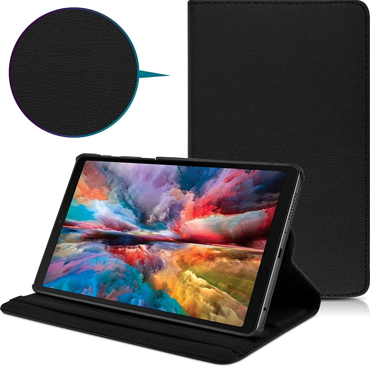Geschikt Voor: Samsung Galaxy Tab A7 Lite Multi Stand Case - 360 Draaibaar Tablet hoesje - Tablethoes - Zwart