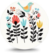 Maison de France - MDF Rond schilderij wall-art - scandic flowers 16 - mdf - 50 cm