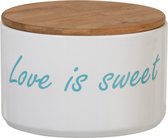 Voorraadpot | hout | wit - blauw | 15.7x15.7x (h)10.6 cm
