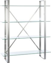 Rek | glas | zilver - transparant | 150x40x (h)180 cm