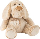 Hond - Hond+sjaal | pluche | beige | 31x37x (h)30 cm