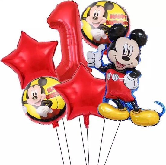 Disney Mikey Folie Ballonnen Set Mickey Mouse Ballon 7 stuks Verjaardagsfeestje Decoratie -1jaar