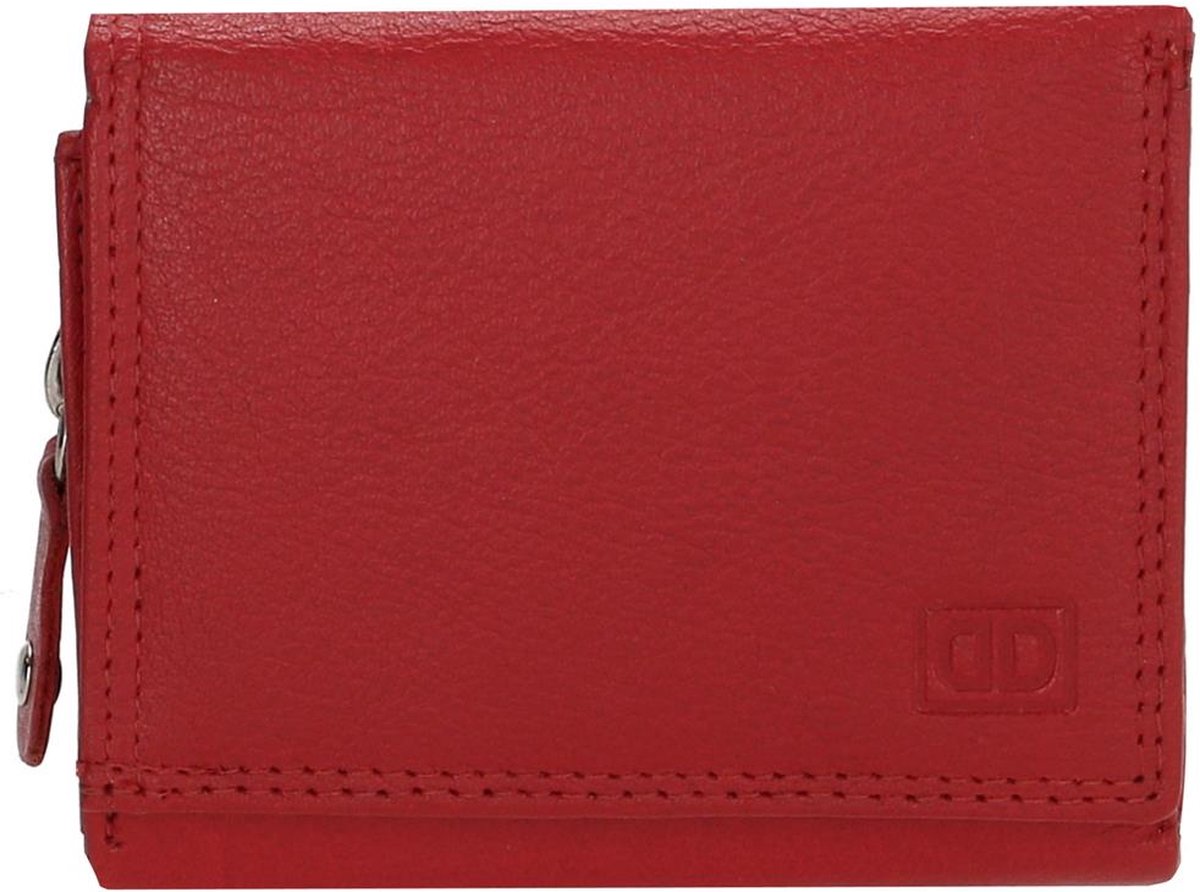 Double D kleine leren dames portemonnee Rood