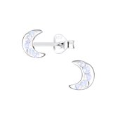Joy|S - Zilveren maan oorbellen - kristal white opal paarlemoer - 5 x 7 mm