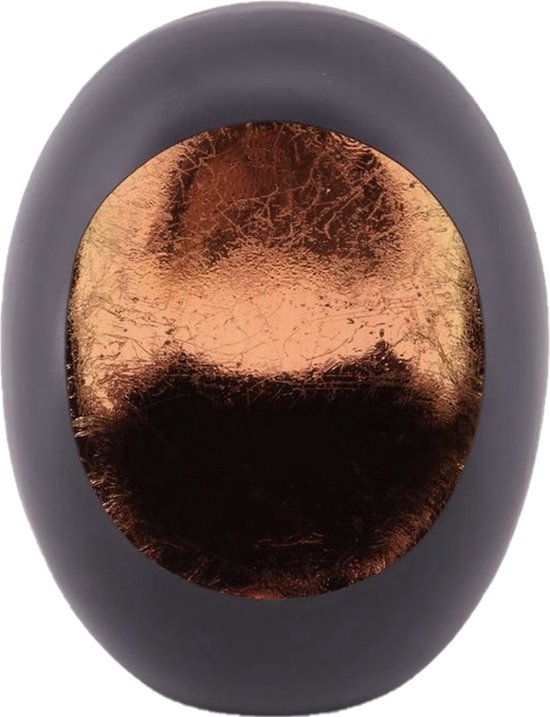 Kandelaar Store - Standing Egg - Marrakech Egg T-light - Zwart/Koper - 17 x 9 x 24cm
