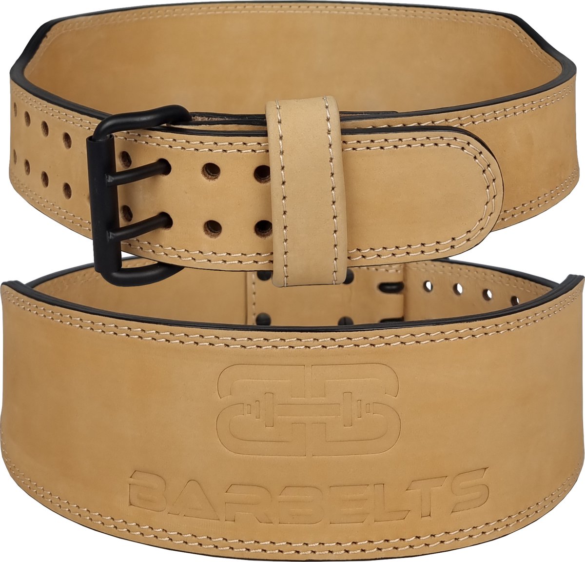 Barbelts Gewichthefriem Sand - Weightlifting belt - Echt leder - Fitness riem - Maat XL
