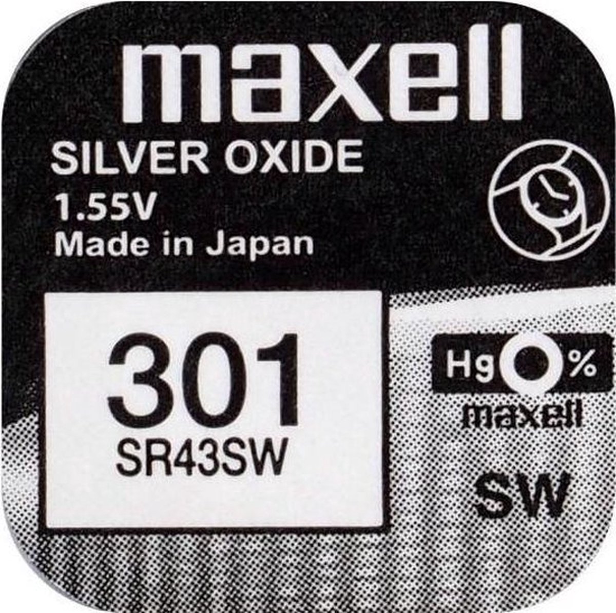 MAXELL - 301 / SR43SW - Zilveroxide Knoopcel - horlogebatterij - 2 (twee) stuks