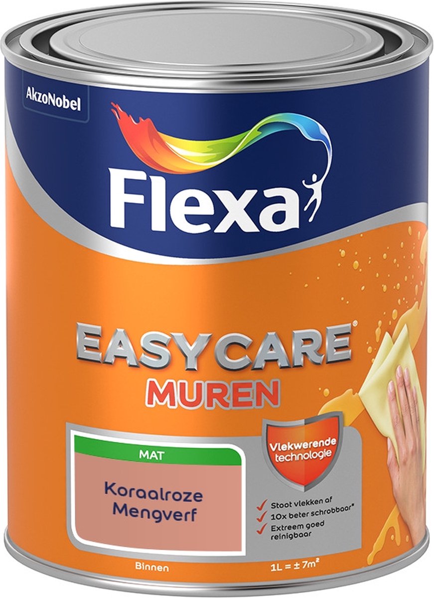 Flexa Easycare Muurverf - Mat - Mengkleur - Koraalroze - 1 liter