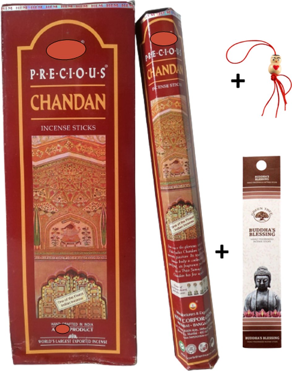 Doos met 120 stokjes - Wierook - Wierookstokjes - Incense sticks - Precious Chandan + 5 mi