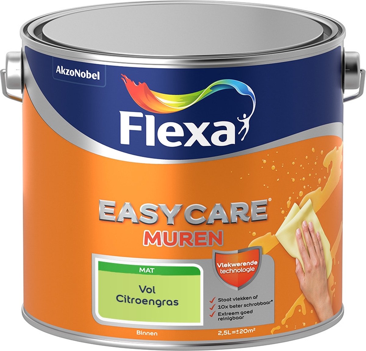 Flexa Easycare Muurverf - Mat - Mengkleur - Vol Citroengras - 2,5 liter