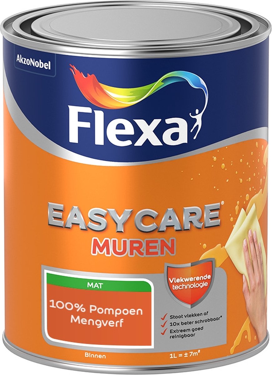 Flexa Easycare Muurverf - Mat - Mengkleur - 100% Pompoen - 1 liter