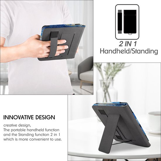 Lunso - Luxe sleepcover stand hoes - Geschikt voor Kobo Libra 2 (7 inch) - Van Gogh De Sterrennacht — afbeelding 4