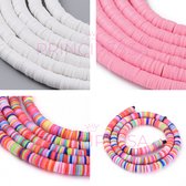 Katsuki kralen – Ibiza-mix, Roze en Ivoor Wit – Unieke mix van ongeveer 1.150 kralen – Polymeer klei – 6mm kralen – Zelf sieraden maken voor kinderen en volwassenen – DIY
