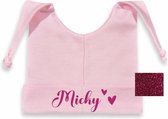 Baby mutsje - New Born - Roze - met naam - knoopjes