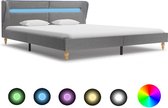 Decoways - Bedframe met LED stof lichtgrijs 180x200 cm