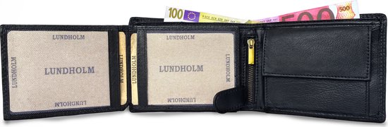 Lundholm heren portemonnee met RFID anti skimming - Zwart - Lundholm