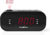 Nedis CLAR009BK Digitale Projectie Klokradio Met Alarm 0,9" Led Fm Dubbel Alarm Sluimerknop