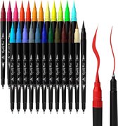 Hoge kwaliteit Dual Brush Pens Brush Pen Set van Tritart I 25 Water-Based Brush Pen kleuren met Fineliner en Brush Tip I Dual Tip Marker Pen Calligrafie Brush Pen Manga Felt Tip Brush