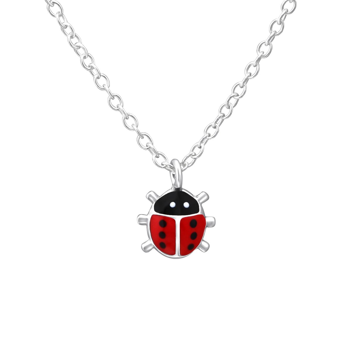zilveren lieveheersbeestje hanger kinderketting | ketting meisje | Zilverana | Sterling 925 Silver (Echt zilver)