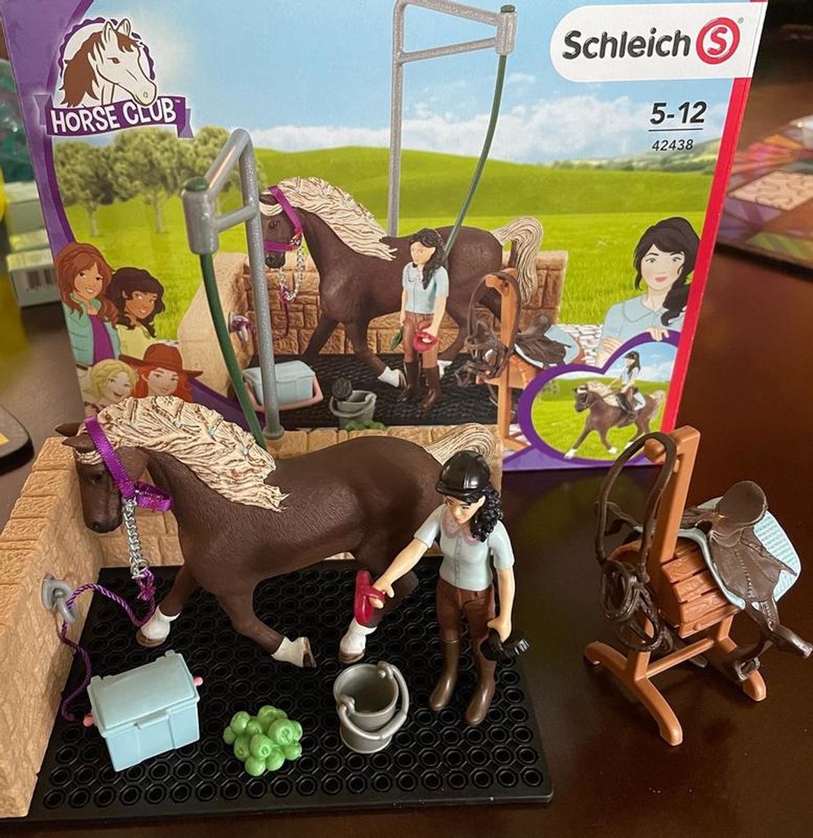 Schleich Horse Club Horse Toys for Girls and Boys Ages 5-12 13-Piece Playset Horse Wash Area with Emily and Luna the Horse 