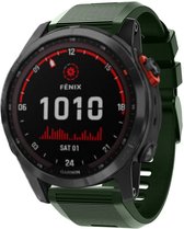 Siliconen Smartwatch bandje - Geschikt voor  Garmin Fenix 7x siliconen bandje - donkergroen - Strap-it Horlogeband / Polsband / Armband