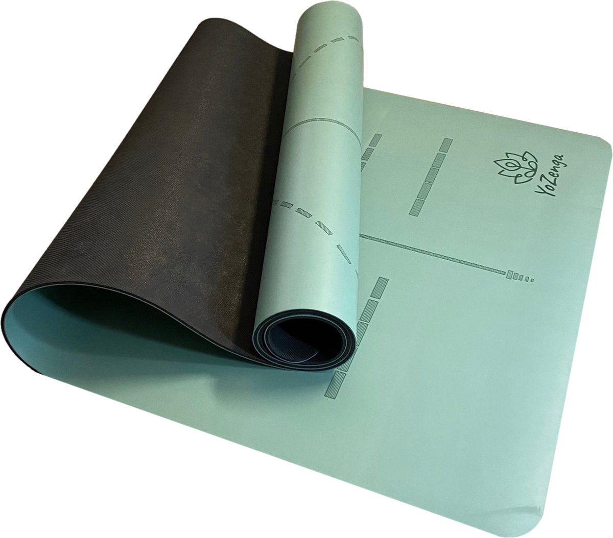 Bol.com YoZenga Premium Rubber Yoga Mat – Ohm Moss Green – sportmat – Fitnessmat – Pro Grip – Extra Breed – Hygiënisch – Inclusi... aanbieding