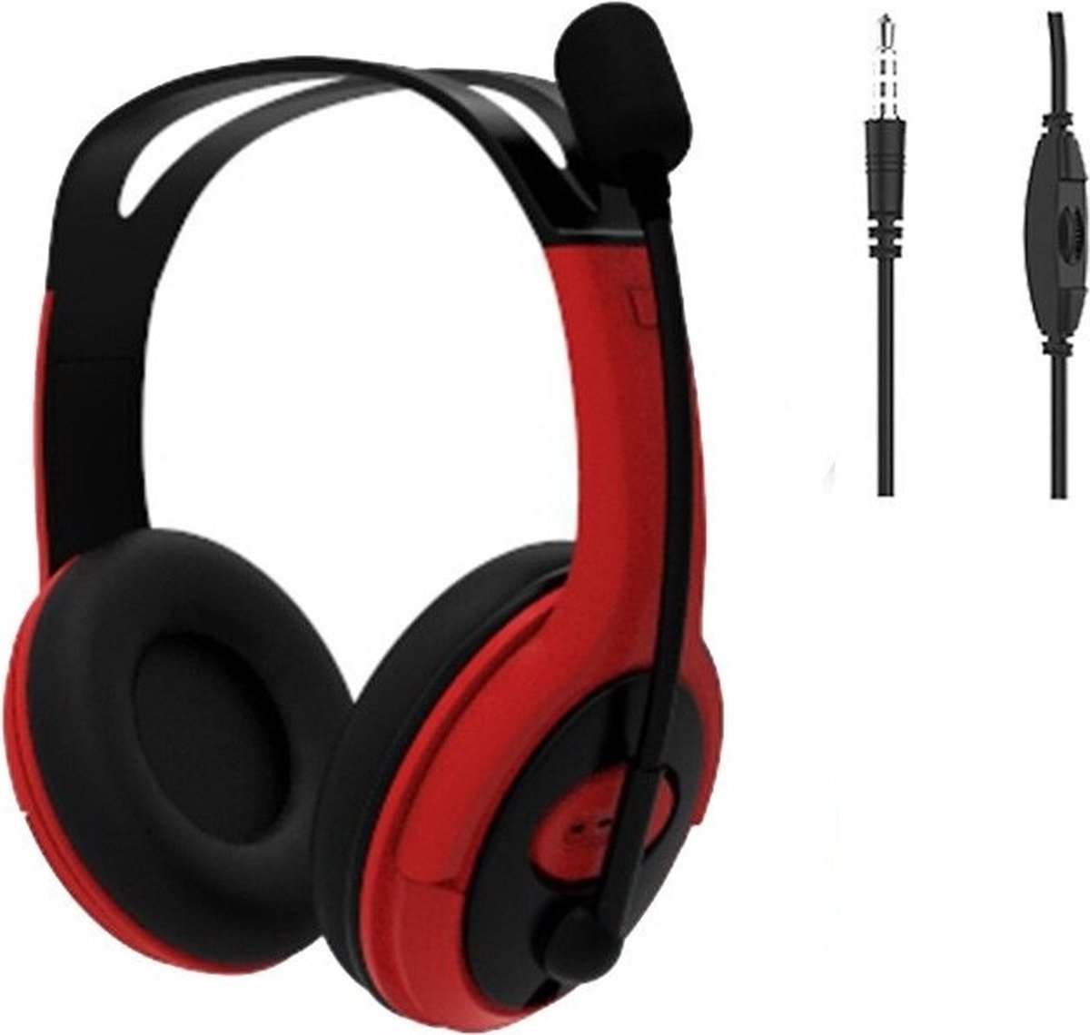 Gaming headset met microfoon - hoofdtelefoon voor tv, telefoon, computer en tablet - Rood