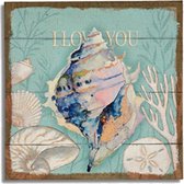 Giftdecor Wanddecoratie Love 50 X 50 Cm Canvas Blauw/bruin