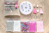 Zelf sieraden maken kralen pakket - Armbandjes - 2mm kraal - Zilver, multicolor, roze - Kinderen en volwassenen - DIY