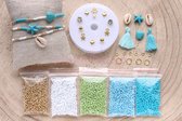 Zelf sieraden maken kralen pakket - Armbandjes - 2mm kraal - Goud, groen, turquoise - Kinderen en volwassenen - DIY