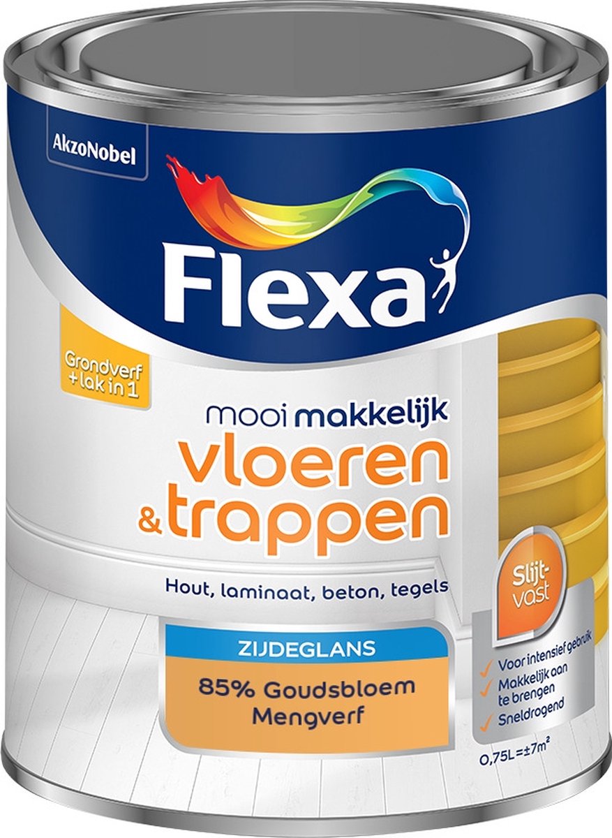 Flexa Mooi Makkelijk Verf - Vloeren en Trappen - Mengkleur - 85% Goudsbloem - 750 ml